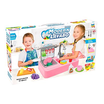 Pilli Su Akıtan Modern Lavabo (Pembe)