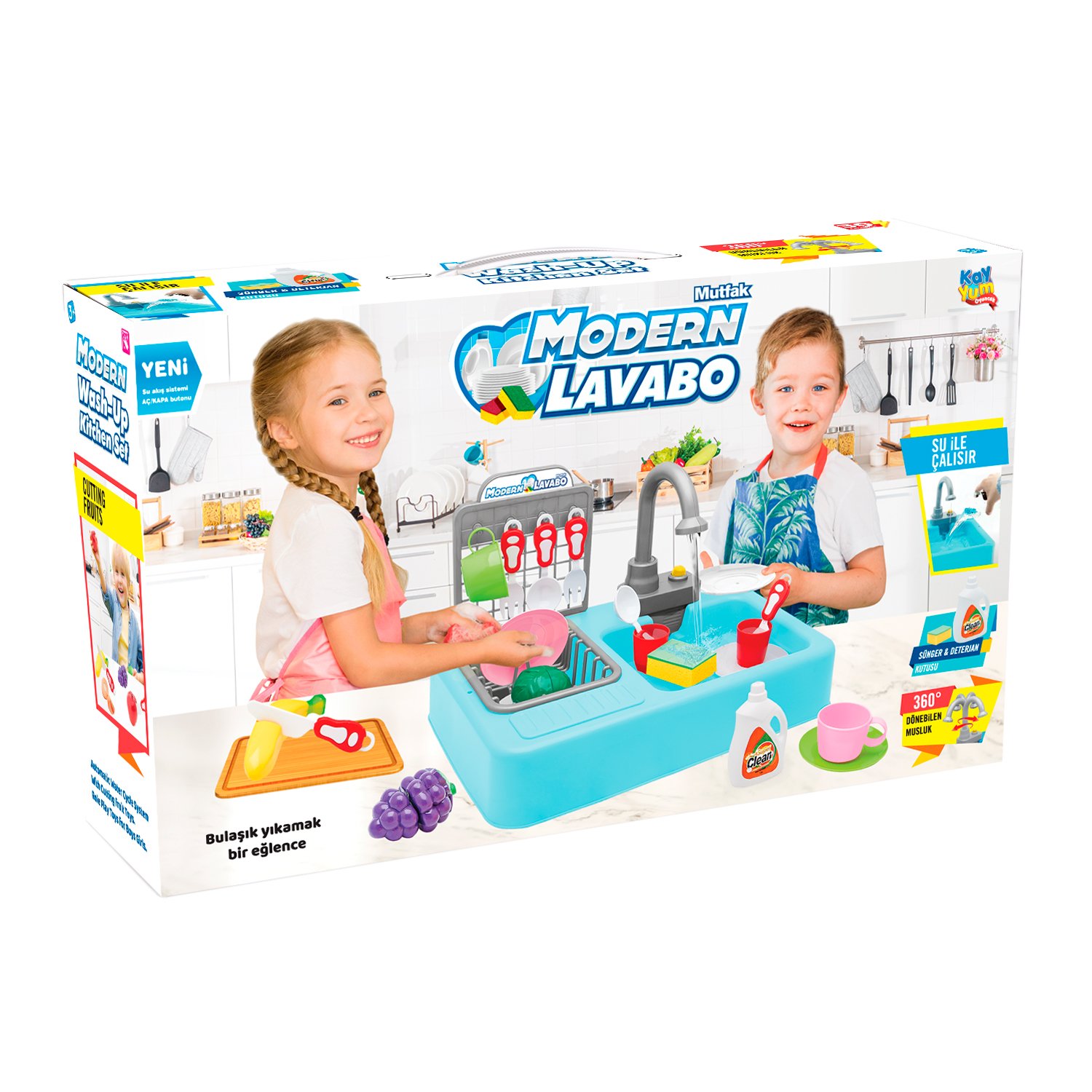 Pilli Su Akıtan Modern Lavabo (Mavi)